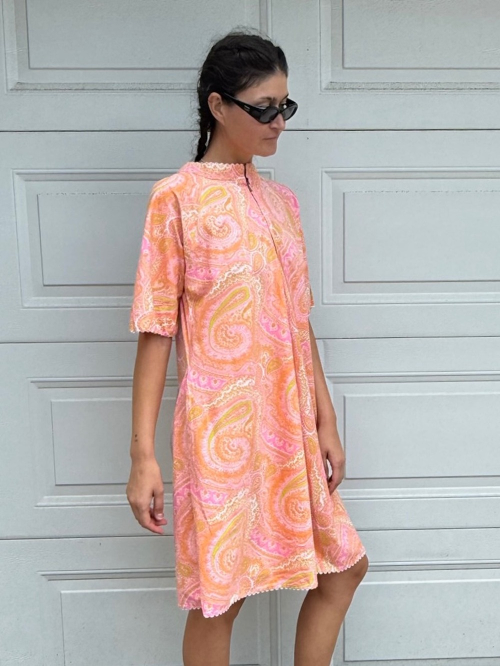 Vintage Psychedelic House Dress Duster Cotton Oversized Maternity Plus Size - Picture 8 of 15